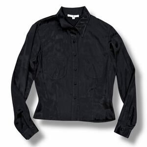 Y2k Rampage Black Satin Button Down Top